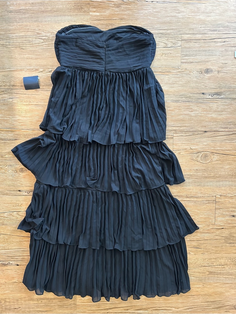 Lulu's Black Strapless Tiered Pleated Dress - Picture 2 of 4